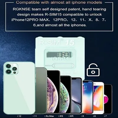 Upgrade RSIM-15+ Nano Unlock Card For IPhone 13Pro 12 Pro Max X XS Max8 IOS15 YU • $14.79