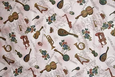 FABRIC “ANTIQUE ETCHINGS” Hoffmann Cotton Musical Instruments BY THE YARD • $7.95