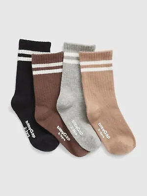 NEW GAP Toddler Boys Cotton Crew Socks Neutral Colors (4-Pack) Size 4-5 YRS • £12.06