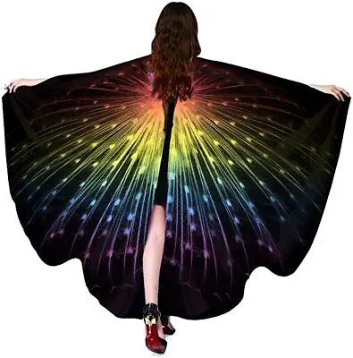 1+1 Lady Girls Butterfly Wings Shawl Halloween Fairy Costume Pixie Monarch Cape • $28.91