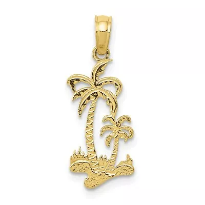 $74.35 • Buy 10k Yellow Gold Double Palm Trees Pendant Charm Seashore Tree Fine Jewelry