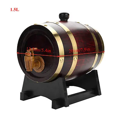 Oak Wine Barrel 1.5/3/5L Whiskey Barrel Dispenser W/Holder Fine Wine Brandy Beer • £28.98