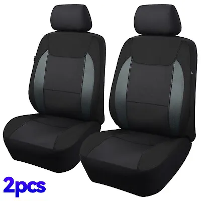 2X UniversalPU Leather Car Seat Cover Protector Front Full Set All Season Black • $32.42