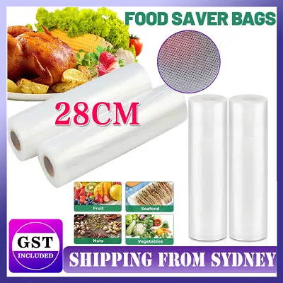 Vacuum Sealer Rolls 28cm Cryovac Food Storage Vacuum Seal Bags Heat Commercial • $13.99