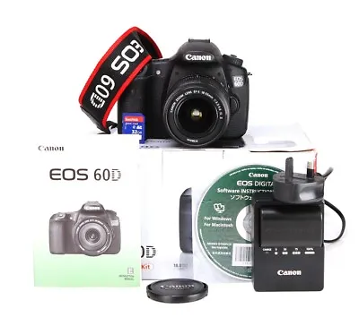 Canon EOS 60D DSLR Camera &EF-S  18-55mm IS II Zoom Lens Kit Boxed 5911 Shots • £219.99