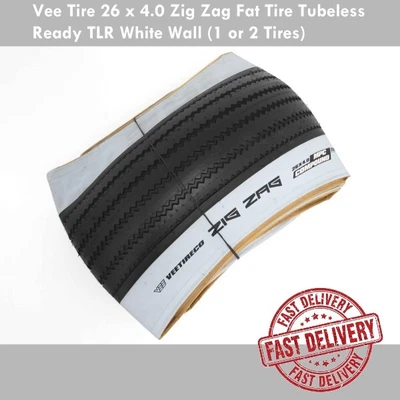 $89 • Buy Vee Tire 26 X 4.0 Zig Zag Fat Tire Tubeless Ready TLR White Wall (1 Or 2 Tires)