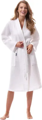 Unisex Hotel Spa Waffle Bath Robe 100% Cotton Nightwear Dressing Gown Bathrobes • £15.99