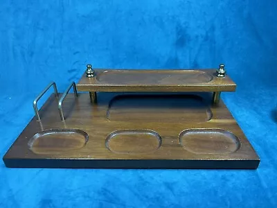 Vintage Wooden Men's Dresser Valet Desk Organizer Tray Jewelry Wallet Coin Caddy • $22