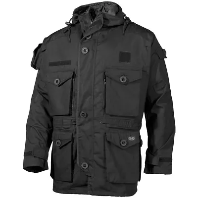 MFH Commando Jacket Tactical Hood Ripstop Police Security Mens Smock Coat Black • $124.95