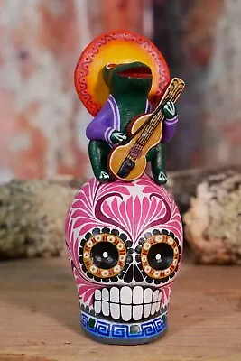Sm Frog Mariachi Skeleton Sugar Skull Day Of The Dead Handmade Mexican Folk Art • $30
