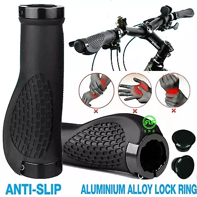 Bike Grips Rubber Mountain Bicycle MTB Handlebar Ergonomic Cycling Lock On  TPR • $8.49