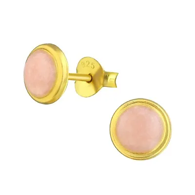 9ct Gold And 925 Sterling Silver Stud Earrings With Pink Stone For Children S11 • £11.99