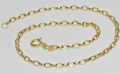 9CT YELLOW GOLD 10 Inch SOLID BELCHER ANKLET / ANKLE BRACELET - UK HALLMARKED • £76.95