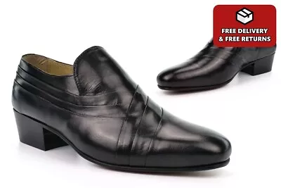 Mens Cuban Heels Mens Cuban Heel Leather Shoes Slip On (Small Fit Buy 1 Size Up) • £44.58