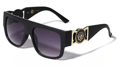 Square Flat Top Gold Lion Head Medallion Sunglasses Retro Designer Sport Fashion • $8.95