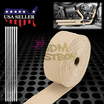 Tan Beige Exhaust Pipe Insulation Thermal Heat Wrap 2 X50' Motorcycle Header • $18.46