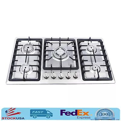 Gas Cooktop 5 Burners Built-in Gas Stove Top NG LPG Kitchen Cooker Hob 34 Inch  • $187.15