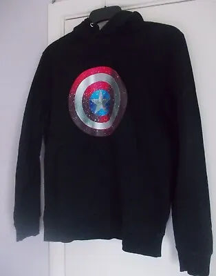 Captain America Logo Black Hoodie Size M. Very Good Condition • £3.50