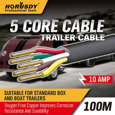 $124.99 • Buy 100M X 5 Core Wire Cable Trailer Cord Automotive Boat Caravan Truck Coil V90 PVC