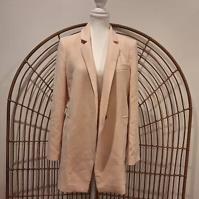 Zara S Salmon Nude Pink Single Breasted Blazer Buttons Corporate Office Chic • $30.86