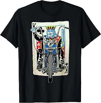 NEW LIMITED Biker King Of Clubs Playing Card Rider Motorcycle Tee T-Shirt S-3XL • $22.55