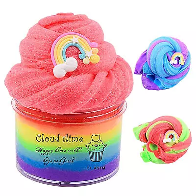 Rainbow Slime Colorful Floam Strechy Slimes DM Fluffy Stress Relief Toy • $27.89