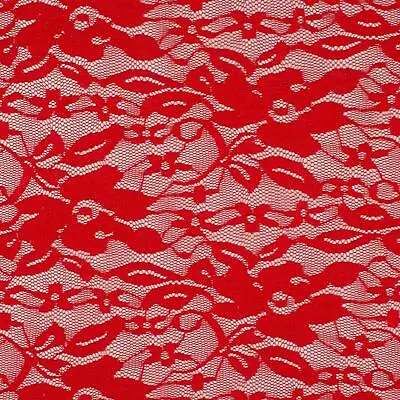 Floral Lace Fiona Fabric Material - RED • £6.99