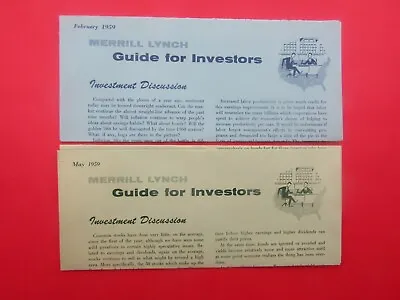 MERRILL LYNCH Guide For Investors Investment Discussion February & May 1959 • $7.99