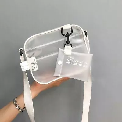 Clear Plastic Tote Bag Women Transparent Handbag Zipper Purse Travel Storage Bag • $18.60