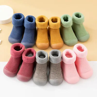 Kids Baby Girls Boys Toddler Anti-slip Slippers Socks Shoes Winter Warm Boots • £4.88