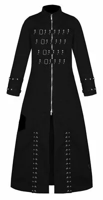 New Goth Punk Pinhead Men Handmade Black Hellraiser Vampire Jacket Trench Coat • $59.99