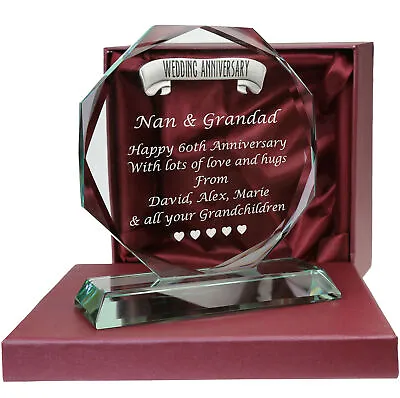 £29.99 • Buy Engraved Diamond 60th Wedding Anniversary Pewter Feature Glass Gift 60 Years