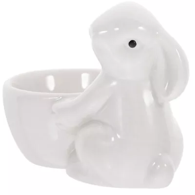 Ceramic Egg Cup Decorative Rabbit Egg Holder Desktop Ceramic Egg Organizer Cup • £10.29