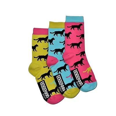 United Oddsocks Holly Mis-Matched Bright Cat Pink Blue Green UK 4-8 Womens Socks • $9.93