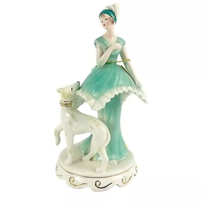 Whippet Italian Greyhound Dog And Lady Music Box 7  1960s Josef Original Figure • $275