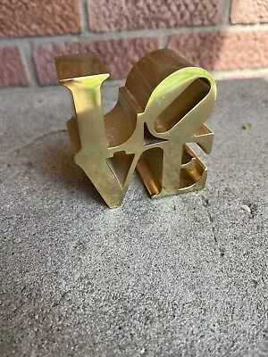 Gold Brass ? Plated Aluminum LOVE SCULPTURE Robert Indiana Paperweight • $95