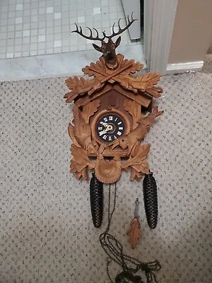 Vintage Authentic German Black Forest Hunter Hunting Cuckoo Clock Needs Service • $220