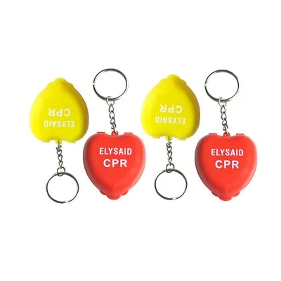 6pcs CPR Masks KeyChian Mouth To Mouth Rescue Shields Mini Heart Box • £5.15