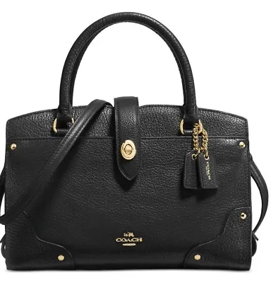 New Coach 37779 Mercer Satchel 24 Light Gold Black Grain Leather Satchel Bag • $199.20