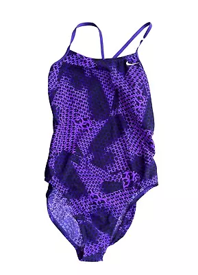 Nike Swimsuit Womens 32 US 6 Fastback Purple Bathing Suit Swim Performance EUC • $17.99