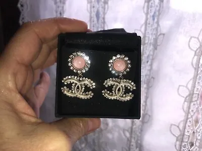 Chanel Coco Logo Earrings Pink Rhinestones And Crystal. The Size L • £470.22