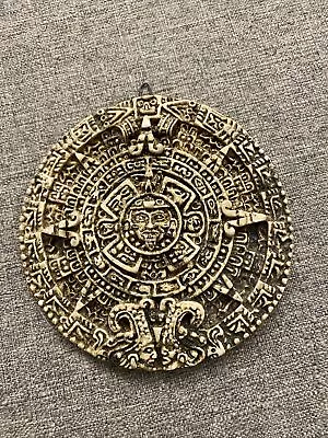 Traditional Aztec Sun Stone Calendar Mayan Mexico Plaque Art 5” Diameter  • $30