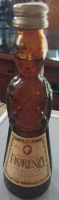 Vintage Florenza Mini Liqueur Amber Glass Bottle Women Figure Solaro Italy 5.5” • $2