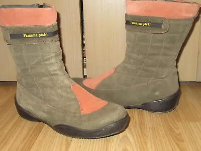 Womens PANAMA JACK EU 37 / UK 4 Green Suede Zip Boots Soft Lining GREAT • £14.99
