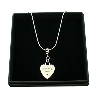 £16.99 • Buy Engraved Heart Necklace For Women Or Girls, Personalised Jewellery Gift, Pendant