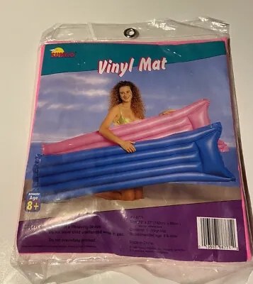 Vintage Inflatable Air Mattress Vinyl Mat Neon Pink Pool Floaty 27x72 NOS 1998 • $19.99