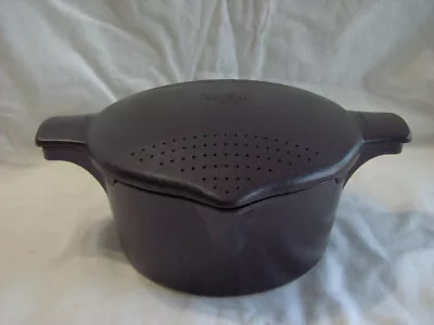 PAMPERED CHEF MICRO COOKER POT PAN 8 Cup MICROWAVE COOK COOKING STEAM STRAIN Blk • $22.75