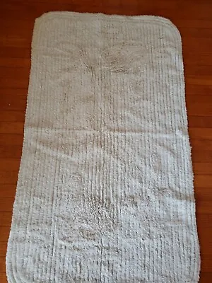 Vintage Chenille Rug Bathmat White Swan Small 21 X 36 • $14