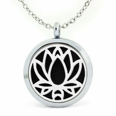 $14.89 • Buy 30mm Diffuser Locket Aromatherapy Essential Oil Pendant Necklace+Chain+1 Pad