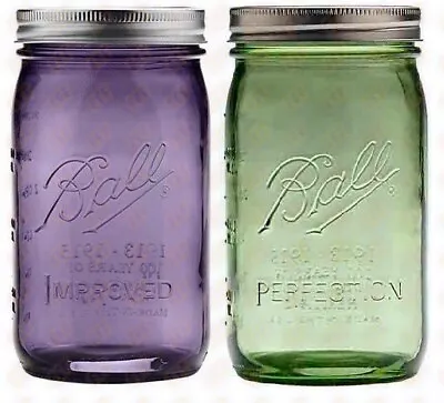 Purple Or Green Ball Mason Jar Quart 32oz. Wide Mouth 100th Anniversary Vintage • $49.89